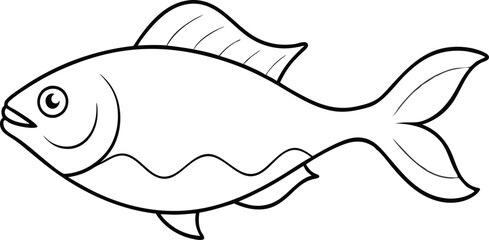 Piranha in Motion Vector Illustration for Kids Coloring Book
