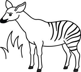 Majestic Okapi Standing in the Forest Vector Art for Creative Coloring
