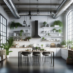 white industrial kitchen