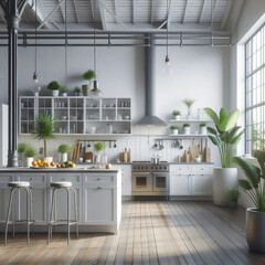white industrial kitchen
