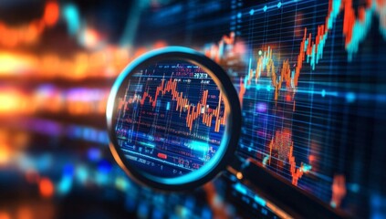 The digital screen showcases real-time financial data and symbols.