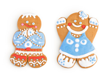 christmas gingerbread cookie isolated on white background