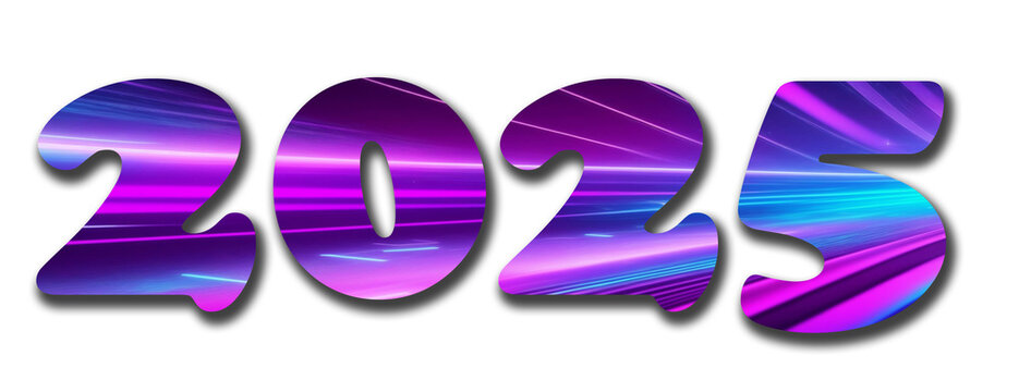 Happy New Year 2025 3d render of a symbol made of many spheres