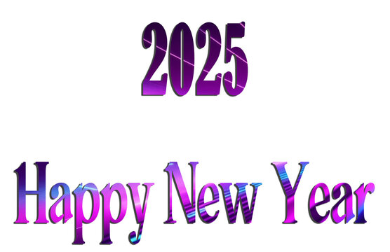 Happy New Year 2025 3d render of a symbol made of many spheres