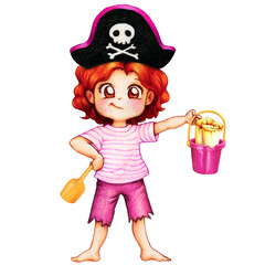 little pirate girl in pink color