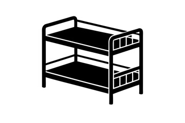Accommodation bunk bed icon in black flat glyph, filled style isolated on white background