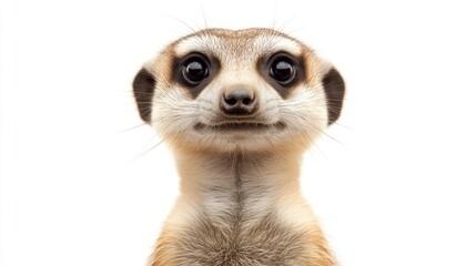 Fototapeta premium Close-up Portrait of a Curious Meerkat with Large, Dark Eyes