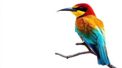 Fototapeta premium A Vibrant Blue-Tailed Bee-Eater Bird Perched on a Branch