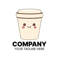 paper cap coffe logo simple vector