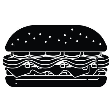 black sandwich graphic clip art preview