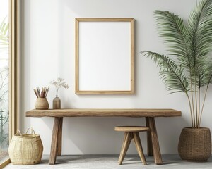 Coastal Living Room Poster Mockup in Modern Interior Design