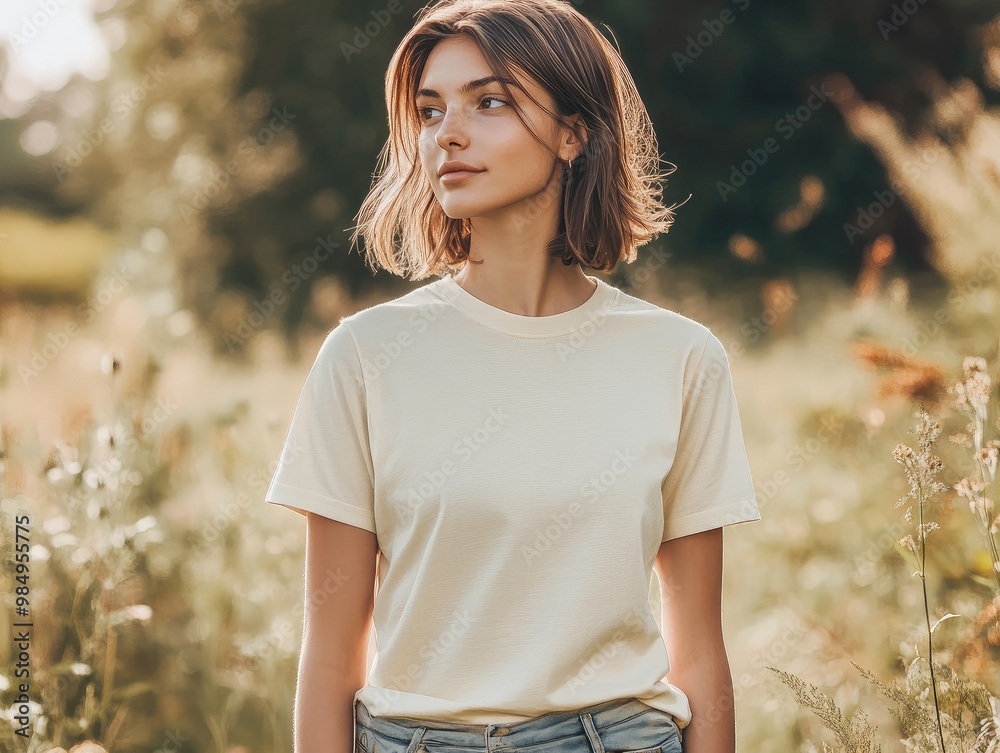 Sticker woman in a field