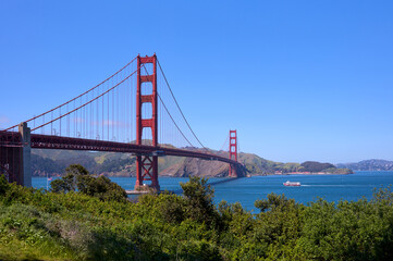 Golden Gate Bridge Overlooking San Francisco Bay on a Sunny Day