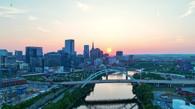 Nashville Tennessee skyline river view