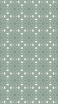 Mesmerizing geometric design. Vertical footage. Fluid motion of shapes. Moving geometric. Kaleidoscope. Serene muted color palette. Harmonious interplay of greens. Subtle light yellow accents.