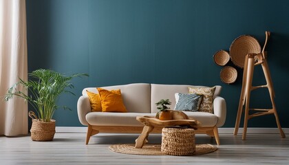 Salon moderne minimaliste, maquette de salon dans le style scandinave