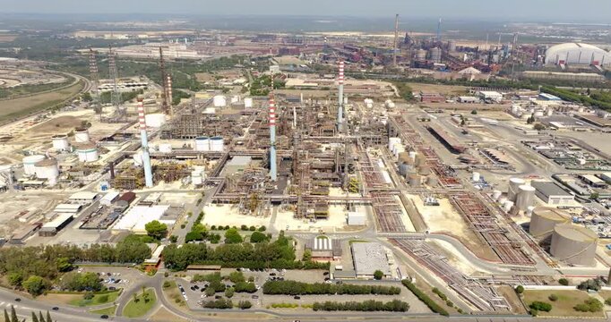 Aerial view of Taranto Steelworks, Italy. The ILVA plant in Taranto is an industrial complex located in the Tamburi district.