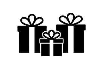 Gift box icons in Trendy Flat style. Gift boxes with ribbon icons Set. Gift box flat line silhouette set.