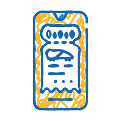 electronic ticket e-ticket doodle icon sketch vector. electronic ticket e-ticket sign. isolated symbol illustration