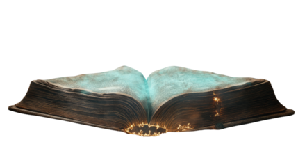 A vintage illustration of a Halloween pumpkin on a table and fireplace, set against a backdrop of various isolated objects like an old typewriter and a red car