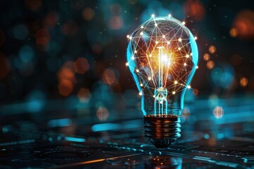 A light bulb is lit up in a computer screen, generative ai image