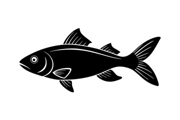 red mullet fish, jumping, silhouette, white background