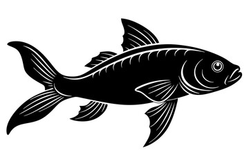 red mullet fish, jumping, silhouette, white background