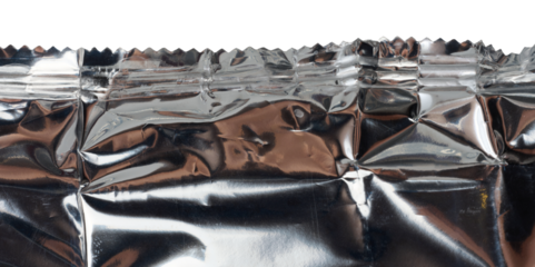 Crumpled sheet of gray foil, packaging material