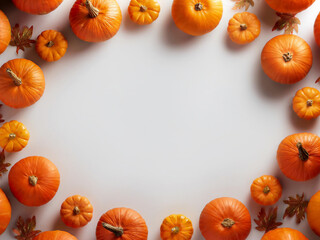 秋　ハロウィン　紅葉　カボチャ　背景　コピースペース