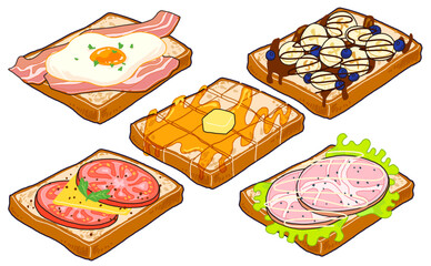 色々な食パンメニューイラストセット