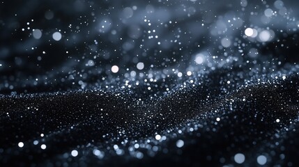 A captivating display of graphite glitter illuminated by sparkling light against a dark, sophisticated background. Generative AI