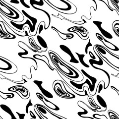 Abstract vector seamless pattern with black and white wavy lines. Perfect for textile, package, packaging, posters, wall decor, wallpaper, fabric. Contemporary Liquid Art. 