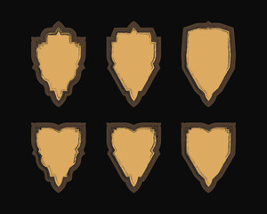 Set of six shields in grunge style