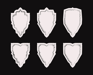 Set of six shields in grunge style