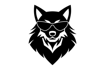Wolf wearing sunglasses isolated vector illustration