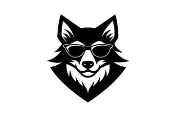 Wolf wearing sunglasses isolated vector illustration