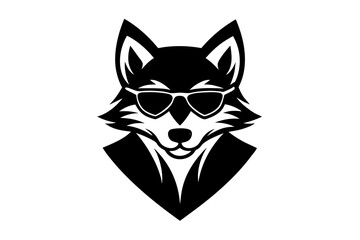 Wolf wearing sunglasses isolated vector illustration