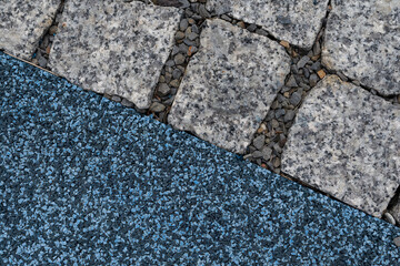 Obraz premium Rubber blue parts of the floor and paving stones. 