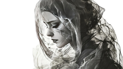 A glamorous black and white photo of a beautiful blonde woman in a stylish dress, showcasing her sensuality and striking features in a studio setting