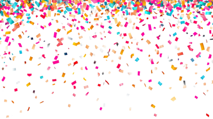 Colorful confetti splash on a white background, creating a vibrant and festive pattern perfect for celebrations and decorations