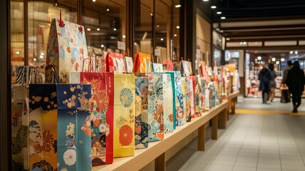 Obraz premium 新年の賑やかなデパートと福袋