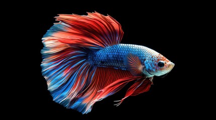 Fototapeta premium Colorful Betta Fish Swimming in Dark Background
