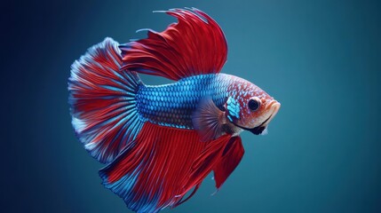 Fototapeta premium Colorful Betta Fish Swimming in Clear Water