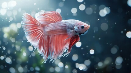 Fototapeta premium Elegant Betta Fish Swimming in Sparkling Water