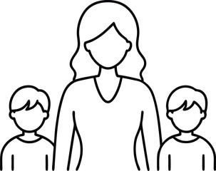 Togetherness Child and Parent Vector Drawing for Kids Coloring Fun
