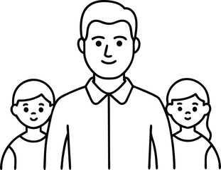 Child and Parent Bonding Vector Illustration for Kids Coloring Book
