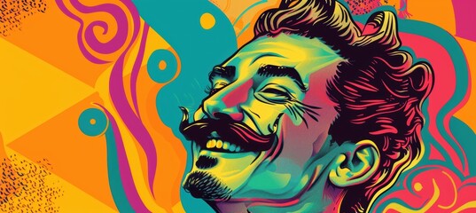 Vibrant Grooming Service Banner with Smiling Man and Bold Design for Barbershop Promotion