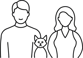 Happy Nuclear Family with Pets Vector Illustration for Kids
