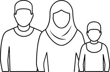 Joyful Muslim Family Parents and Child Vector Art for Children
