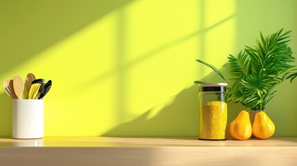Bright Kitchen Decor with Yellow Accents and Plants